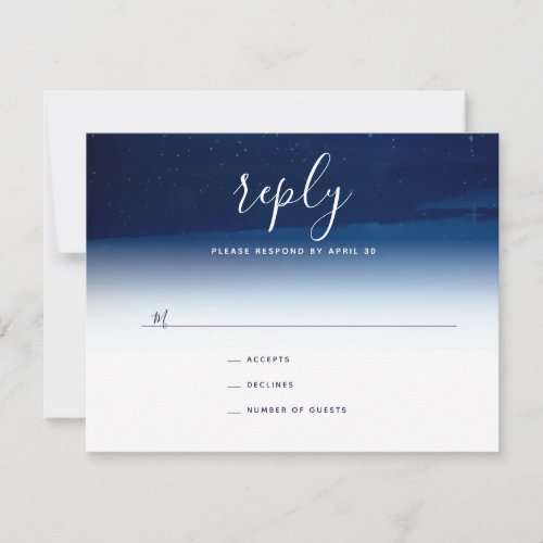 Starry Night Under the Stars Wedding Reply Card