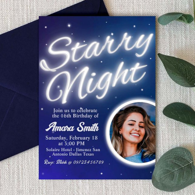 Starry Night - Under the Stars with Photo Invitation (Starry Night - Stars Invitation with Photo)