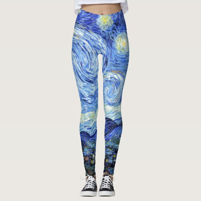Starry Night Van Gogh All Over Print Leggings (Front)