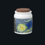Starry Night, Van Gogh Candy Jar<br><div class="desc">Van Gogh art acrylic on canvas reproduction. Famous impressionism fine art.</div>