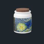 Starry Night, Van Gogh Candy Jar<br><div class="desc">Van Gogh art acrylic on canvas reproduction. Famous impressionism fine art.</div>