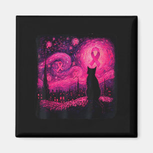 Starry Night Van Gogh Cat Halloween Breast Cancer Magnet
