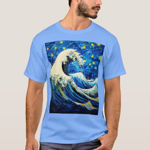 Starry Night Van Gogh Famous Painting Kanagawa Gre T_Shirt
