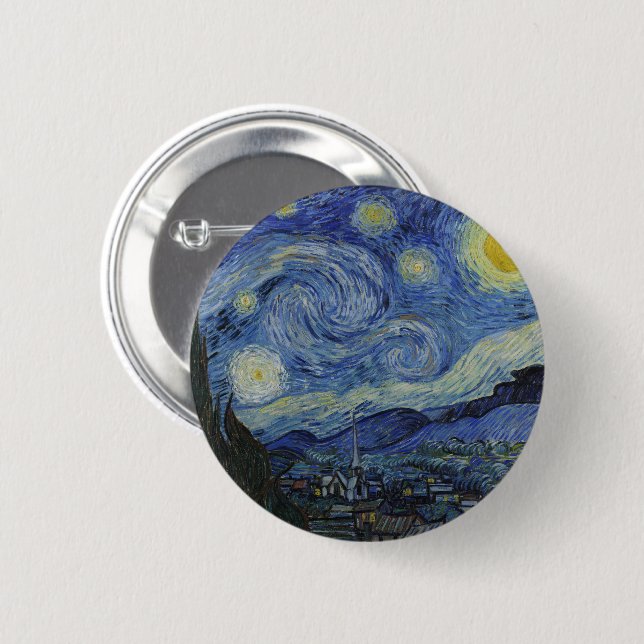 Starry Night & Van Gogh /famous vintage art Button (Front & Back)