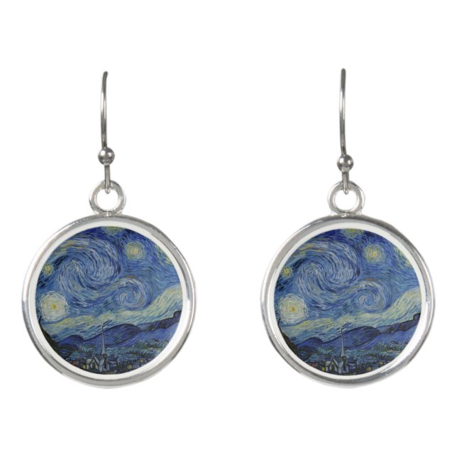 Starry Night & Van Gogh /famous vintage art Earrings (Front)