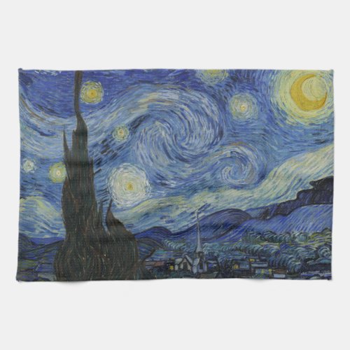 Starry Night  Van Gogh famous vintage art Kitchen Towel