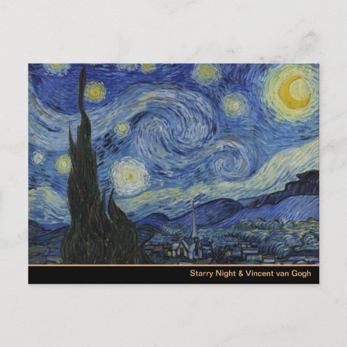 Starry Night  Van Gogh famous vintage art Postcard