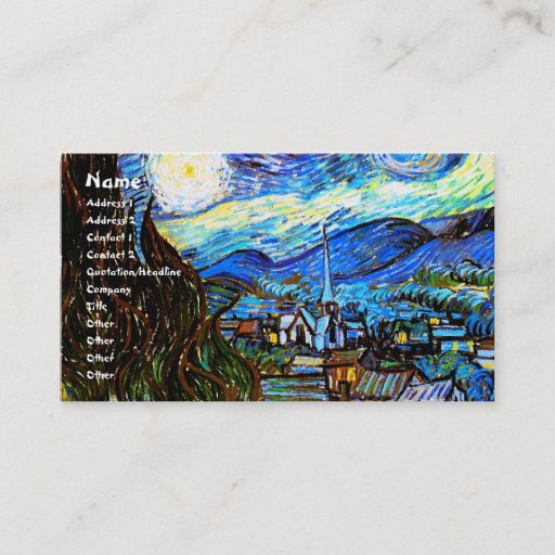 Customizable Van Gogh Starry Night Vintage Fine Art Business Card Template