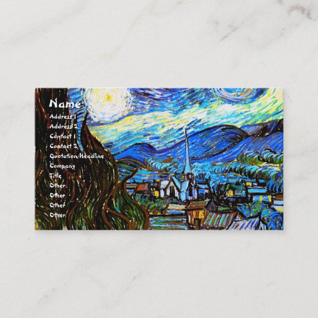 Starry Night Van Gogh Fine Art Business Card (Front)
