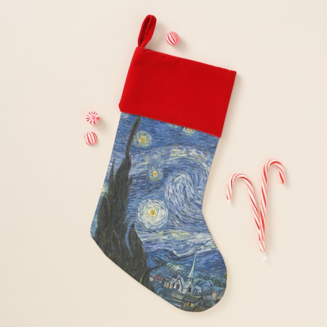 Starry Night, Van Gogh Fine Art Christmas Stocking (Front)