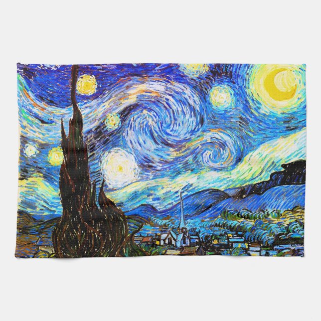 Starry Night Van Gogh Fine Art Kitchen Towel (Horizontal)
