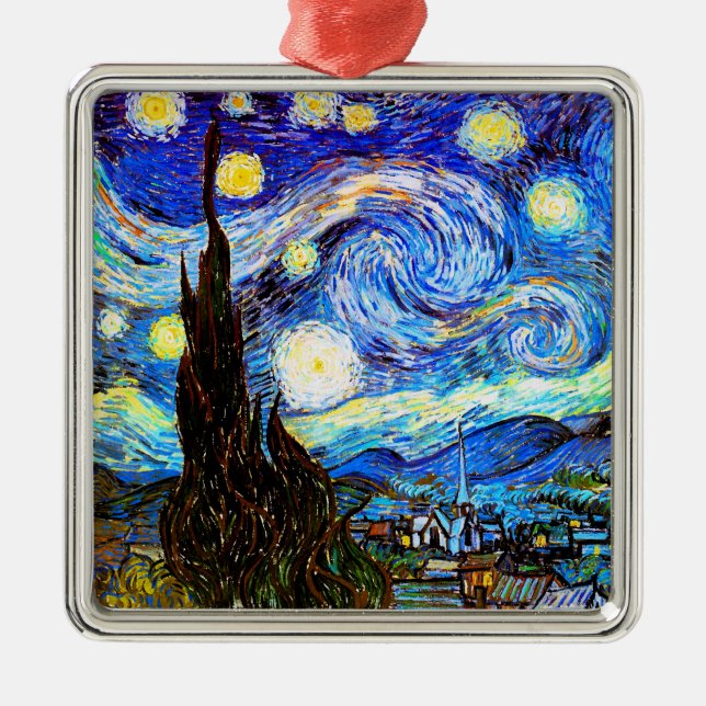 Starry Night Van Gogh Fine Art Metal Ornament (Front)