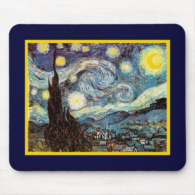 Starry Night Van Gogh Fine Art Mouse Pad (Front)