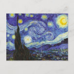 Starry Night Van Gogh Fine Art Postcard<br><div class="desc">This image is the oil on canvas painting "The Starry Night" done in 1889 by Dutch post-impressionist artist Vincent Willem van Gogh (1853-1890). It is a night view of the village of Saint-Remy as seen from the window in his room at the sanitarium. It is our Fine Art Series no....</div>