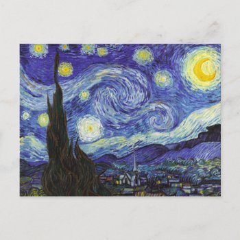 Starry Night Van Gogh Fine Art Postcard by lazyrivergreetings at Zazzle