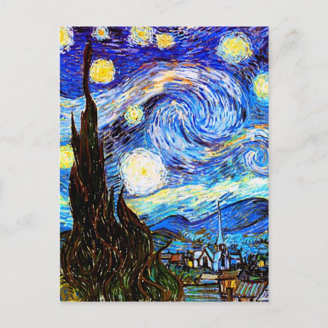 Starry Night Van Gogh Fine Art Postcard (Front)