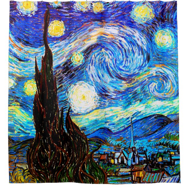 Starry Night Van Gogh Fine Art Shower Curtain (Front)
