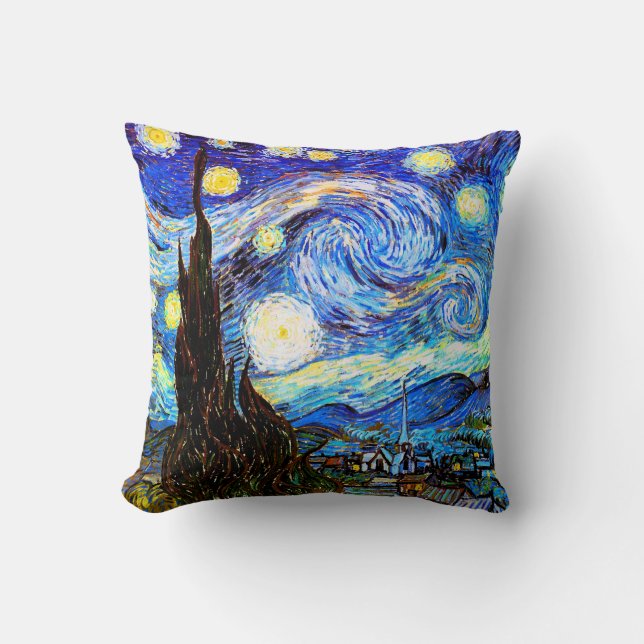 Starry Night Van Gogh Fine Art Throw Pillow (Front)