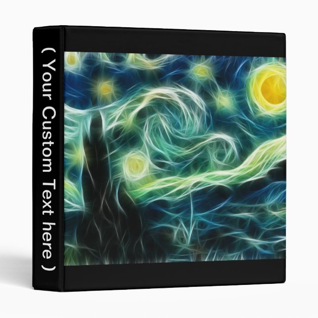 Starry Night Van Gogh Fractal Art 3 Ring Binder (Front/Spine)