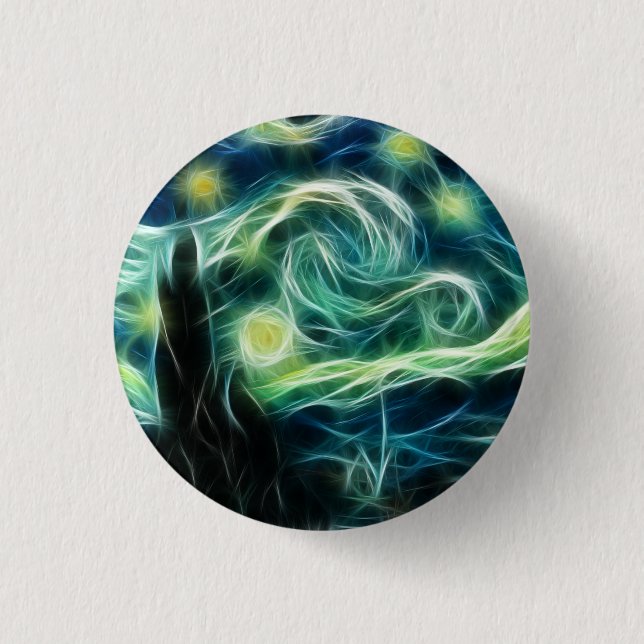 Starry Night Van Gogh Fractal Art Pinback Button (Front)