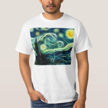 Starry Night Van Gogh Fractal Art T-shirt by Aurora_Lux_Designs at Zazzle