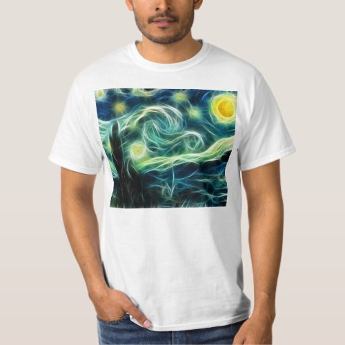 Starry Night Van Gogh Fractal Art T_Shirt