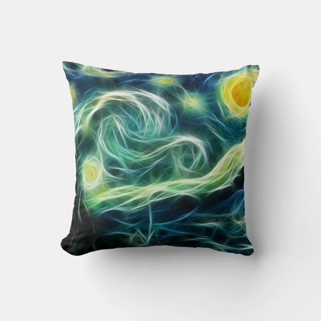 Starry Night Van Gogh Fractal art Throw Pillow (Front)