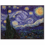 Starry Night, Van Gogh French Town Saint Remy Cutout<br><div class="desc">A French town "Saint Remy" is ablaze with the luminescence of stars on a blue Starry Night.  Starlight over town with clouds,  stars and bright yellow crescent moon at midnight. Vintage post impressionist painting by French painter Vincent Van Gogh.</div>