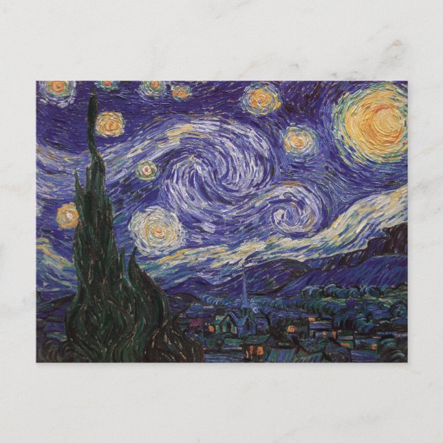 Starry Night, Van Gogh French Town Saint Remy Postcard (Front)