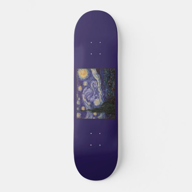 Starry Night, Van Gogh French Town Saint Remy Skat Skateboard (Front)