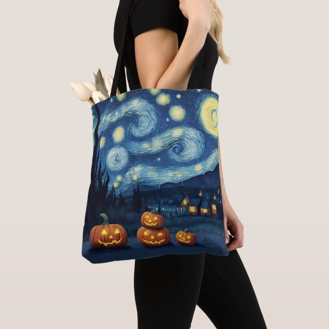 Starry Night Van Gogh Halloween Tote Bag (Close Up)