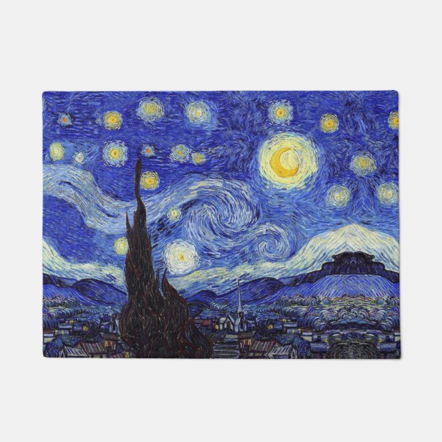 Starry Night Van Gogh Inspired Floor Mat (Front)
