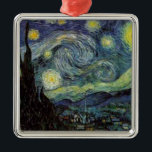 Starry Night - van Gogh Metal Ornament<br><div class="desc">From the miner's lamp of Nuenen to the one he placed on his window-sill following the scene with Gauguin; from the evening star he noted in 1875 in Corot Olive Orchard to the letter he wrote to his brother in August 1888, in which he said: "Some day or other you...</div>