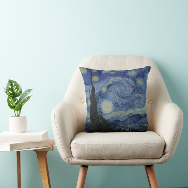 Starry Night - Van Gogh  Throw Pillow (Chair)