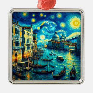 Starry Night Venice Italy Metal Ornament
