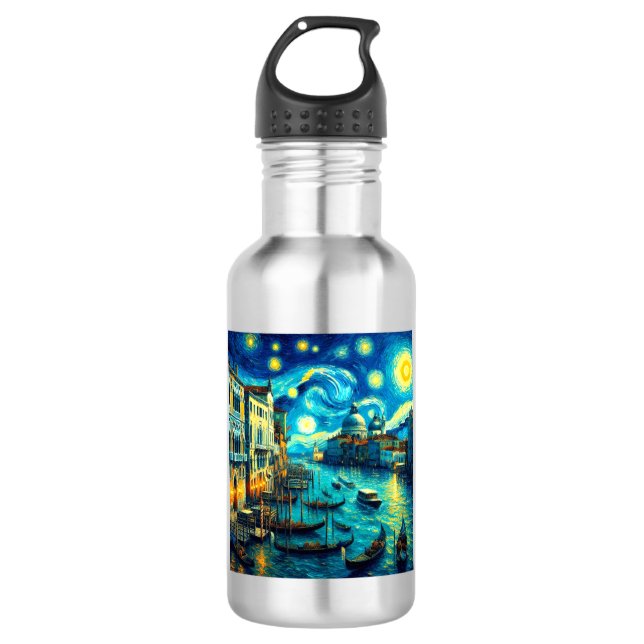 Starry Night Venice Italy Stainless Steel Water Bottle (Front)