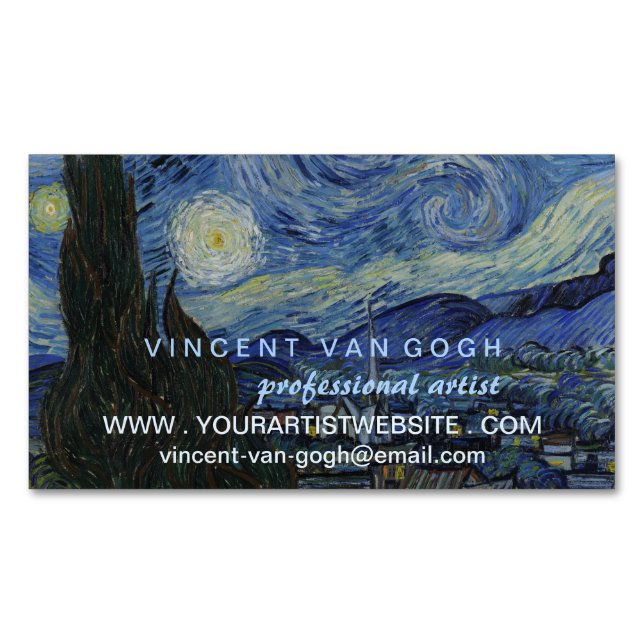 Starry Night Vincent van Gogh Artist Magnetic Business Card (Front)
