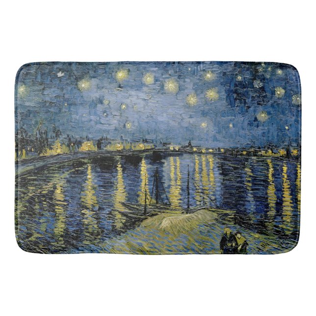  Starry Night  Vincent  van Gogh     Bath Mat (Front)