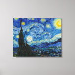 Starry Night | Vincent Van Gogh Canvas Print<br><div class="desc">Starry Night (1889) by Dutch artist Vincent Van Gogh. Original artwork is an oil on canvas depicting an energetic post-impressionist night sky in moody shades of blue and yellow. 

Use the design tools to add custom text or personalize the image.</div>