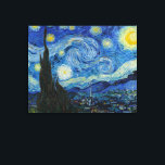 Starry Night | Vincent Van Gogh Canvas Print<br><div class="desc">Starry Night (1889) by Dutch artist Vincent Van Gogh. Original artwork is an oil on canvas depicting an energetic post-impressionist night sky in moody shades of blue and yellow. 

Use the design tools to add custom text or personalize the image.</div>