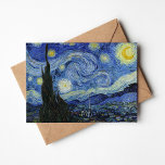 Starry Night | Vincent van Gogh Card<br><div class="desc">Starry Night (1889) by Dutch artist Vincent Van Gogh. Original artwork is an oil on canvas depicting an energetic post-impressionist night sky in moody shades of blue and yellow. 

Use the design tools to add custom text or personalize the image.</div>