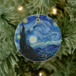 Starry Night | Vincent Van Gogh Ceramic Ornament<br><div class="desc">Starry Night (1889) by Dutch artist Vincent Van Gogh. Original artwork is an oil on canvas depicting an energetic post-impressionist night sky in moody shades of blue and yellow. 

Use the design tools to add custom text or personalize the image.</div>