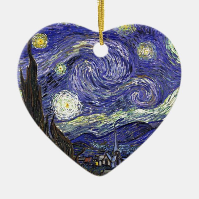 Starry Night, Vincent Van Gogh. Ceramic Ornament (Front)