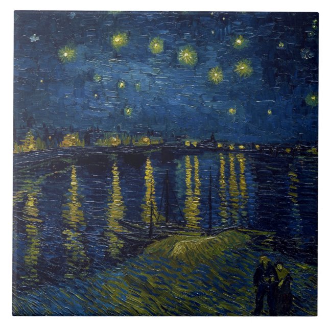 Starry Night, Vincent van Gogh Ceramic Tile (Front)