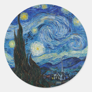 Starry Night   Vincent van Gogh Classic Round Sticker