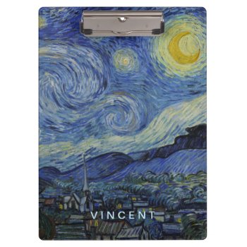 Starry Night Vincent Van Gogh Clipboard by LaborAndLeisure at Zazzle