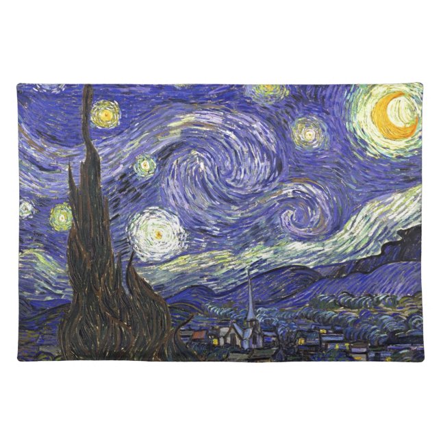 Starry Night, Vincent Van Gogh. Cloth Placemat (Front)