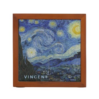 Starry Night Vincent Van Gogh Desk Organizer by LaborAndLeisure at Zazzle