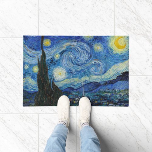 Starry Night  Vincent Van Gogh Doormat