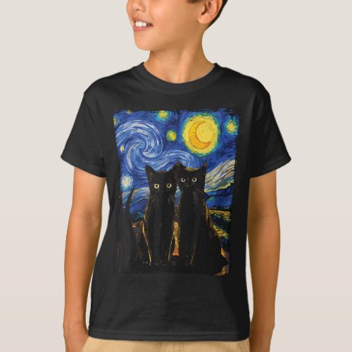 Starry Night Vincent van Gogh Famous Painting Blac T_Shirt